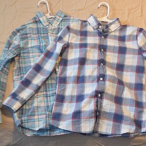 Vineyard Vines Blue and Pink Plaid Button Down Shirts